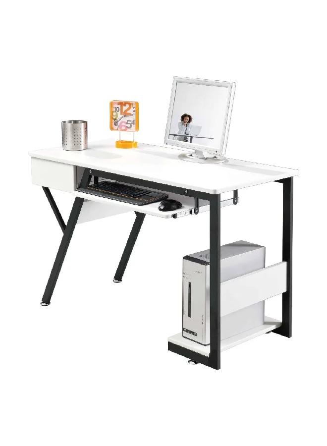 Micasa Metal Frame Compact Contemporary Computer Desk White And Black 75 X 120 X 55 Cm St-S1338