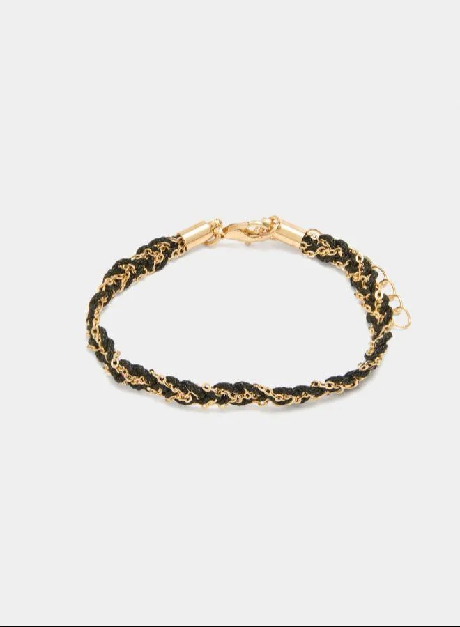 PARFOIS Black Intertwined bracelet with links and cord for Women | Best Price UAE
