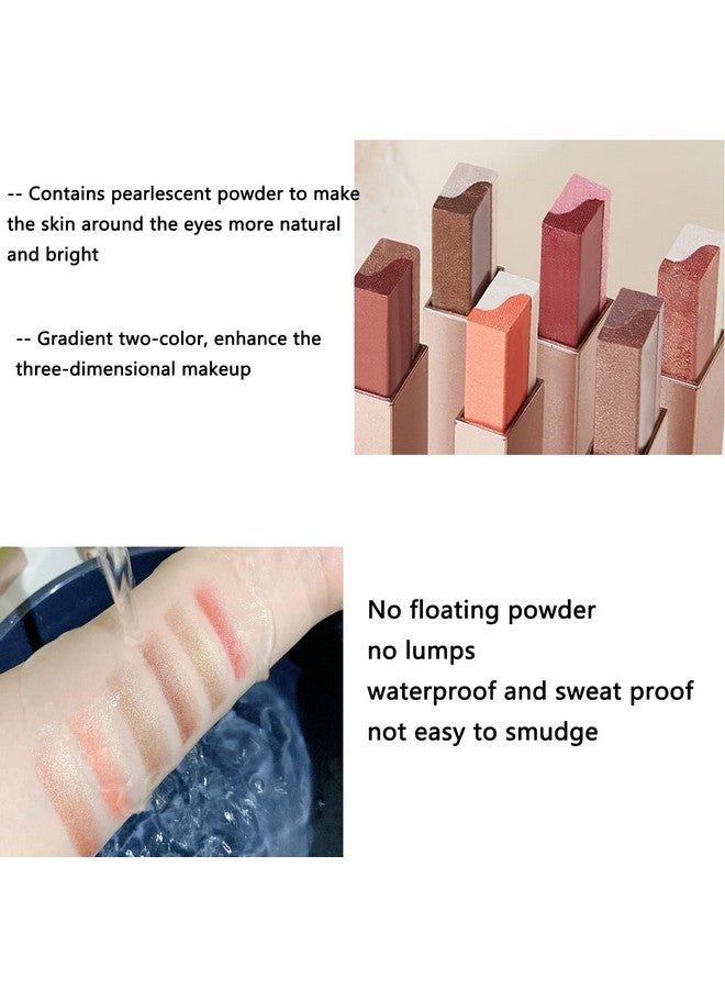 ALNGFUIK 6 Colors Glitter Eyeshadow Stick,Double Colors Shimmer Eye Shadow Stick Gradient Eye Makeup (01&02&03) - Image 2