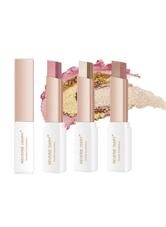 ALNGFUIK 6 Colors Glitter Eyeshadow Stick,Double Colors Shimmer Eye Shadow Stick Gradient Eye Makeup (01&02&03) - Image 1