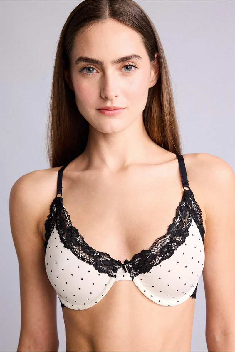 ديفاكتو Lace Detail Unpadded Underwired T-Shirt Bra