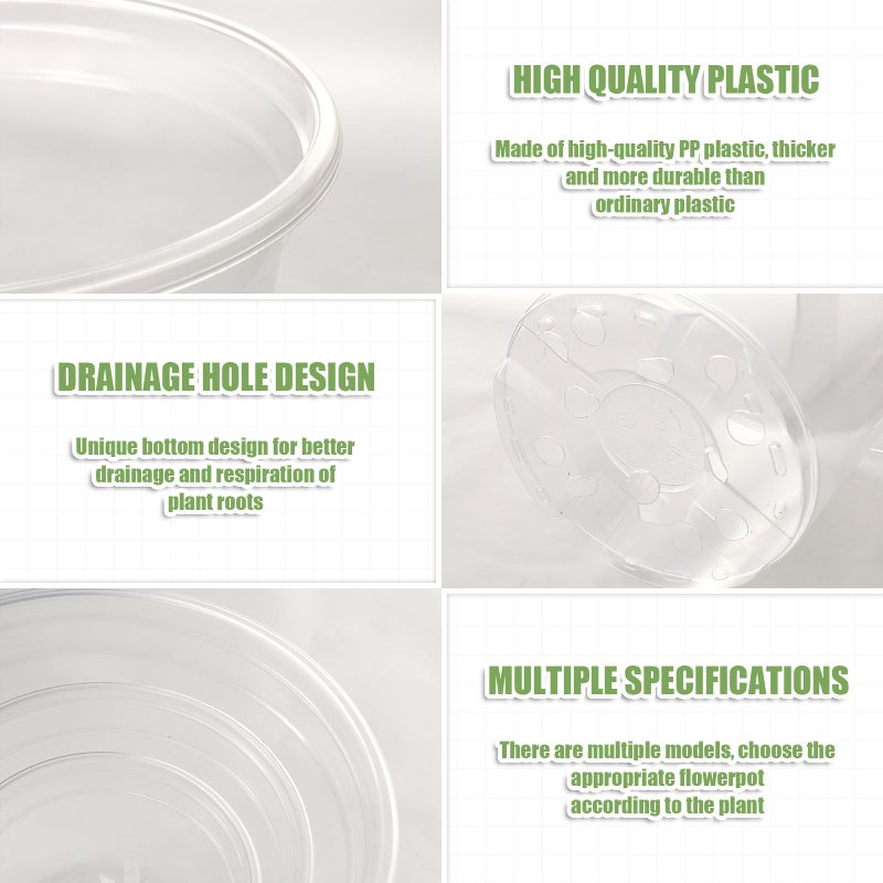 JOBVERT 4/5/6Inch Nursery Pot,30 Pack Clear Pots with Drainage, Plastic Pots for Planting Vegetables Flowers Seedlings - Image 4