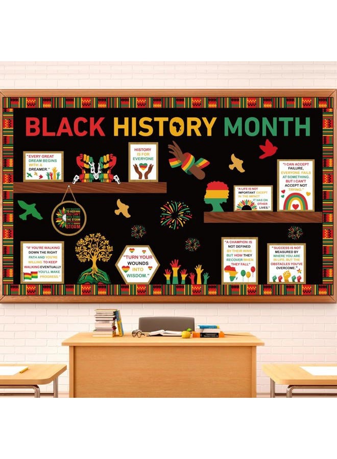 Joffetii Black History Month Bookshelf Bulletin Board Decorations Set Black Inspirational Cutouts with Bulletin Border African American Motivational Classroom Decorations for Chalkboard Wall Door Home Office - Image 1