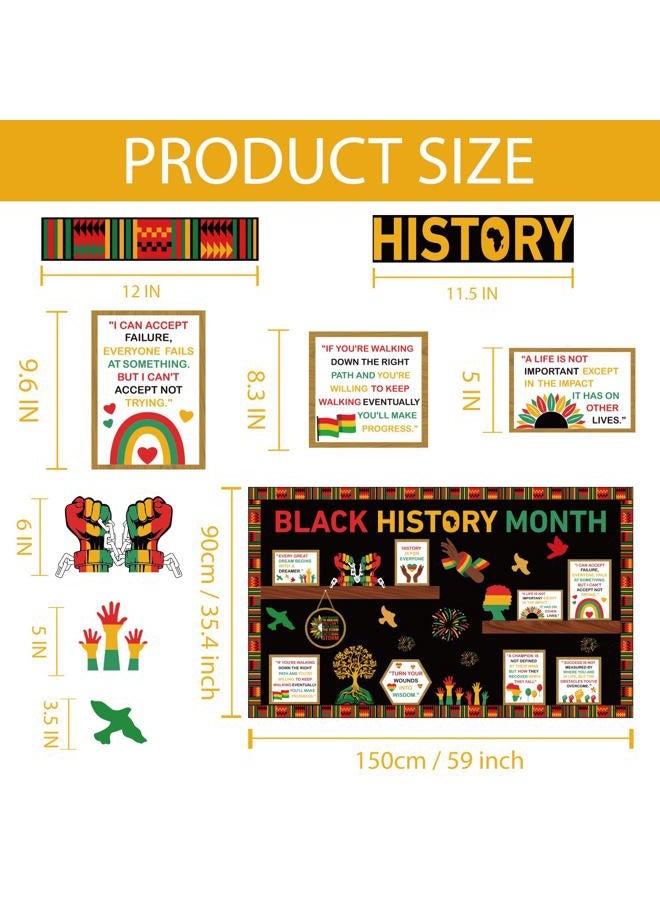 Joffetii Black History Month Bookshelf Bulletin Board Decorations Set Black Inspirational Cutouts with Bulletin Border African American Motivational Classroom Decorations for Chalkboard Wall Door Home Office - Image 2
