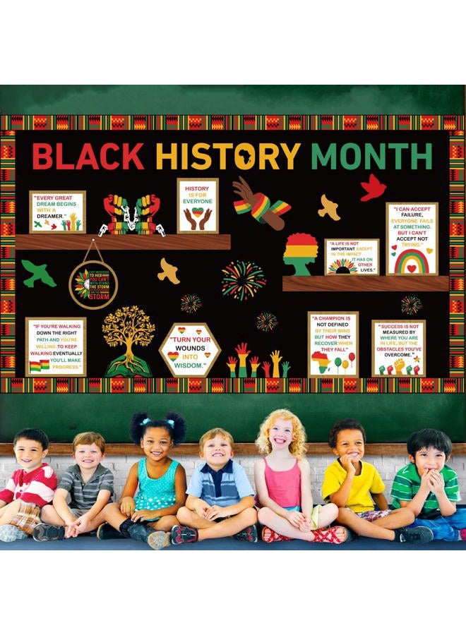 Joffetii Black History Month Bookshelf Bulletin Board Decorations Set Black Inspirational Cutouts with Bulletin Border African American Motivational Classroom Decorations for Chalkboard Wall Door Home Office - Image 5