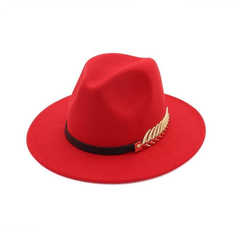 Solid  Fedora Hat Flat Wide Brim Cap  Felt - Image 2