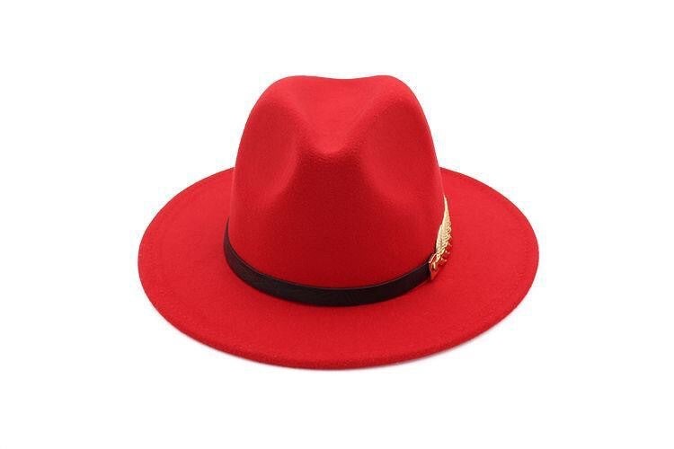 Solid  Fedora Hat Flat Wide Brim Cap  Felt - Image 3