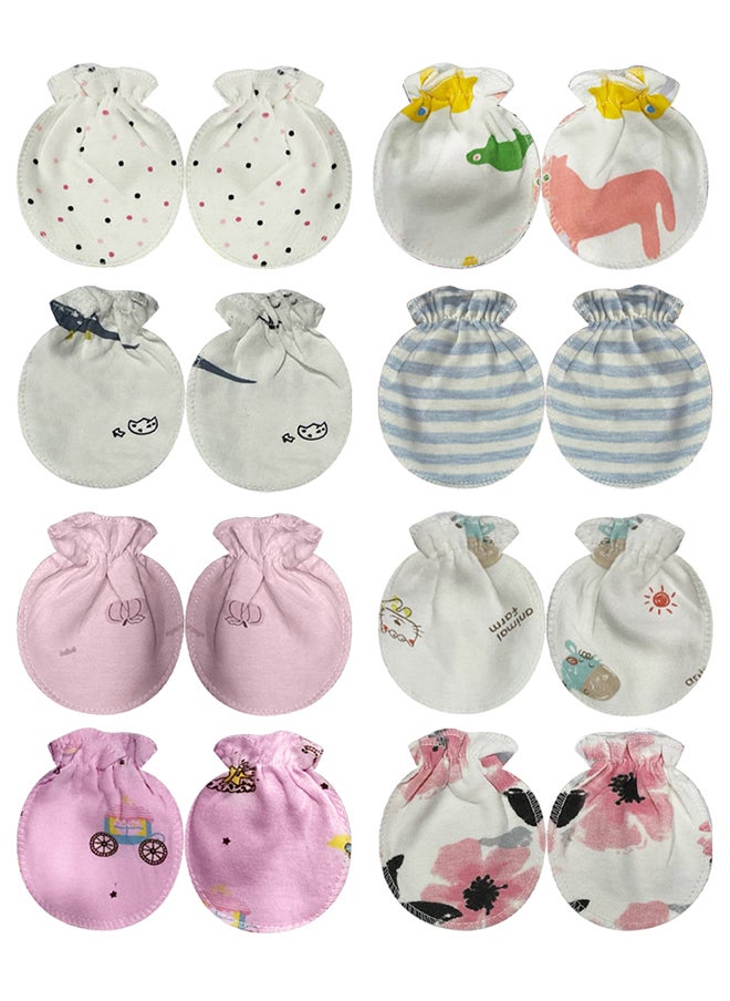MARGOUN 8 Packs Newborn Baby Mittens Anti Scratch Baby Mittens No Scratch Mittens Baby Gloves for 0-6 Months Boys Girls Multicolour  - Image 2