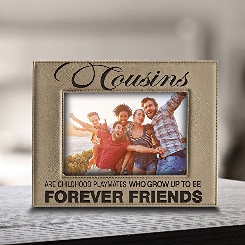 BELLA BUSTA -Cousins-Forever Friend Picture frame-Great Gift for best cousin Birthday-Christmas gift for cousin -Engraved Leather Picture Frame (5"x 7" Horizontal) - Image 2