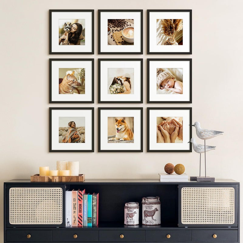 upsimples 12x12 Picture Frame, Display Pictures 8x8 with Mat or 12x12 Without Mat, Wall Hanging Photo Frame, Black, 1 Pack - Image 2