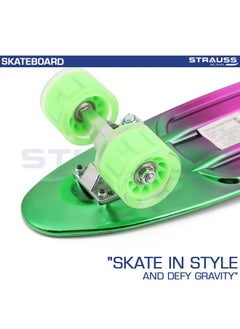 STRAUSS STRAUSS Polypropylene Cruiser Skateboard Penny Casterboard Hoverboard Anti-Skid Board With Abec-7 High Precision Bearings Ideal For 8 Years And Above 22 X 6 Inch, (Green,Pink,Blue)  - Image 4