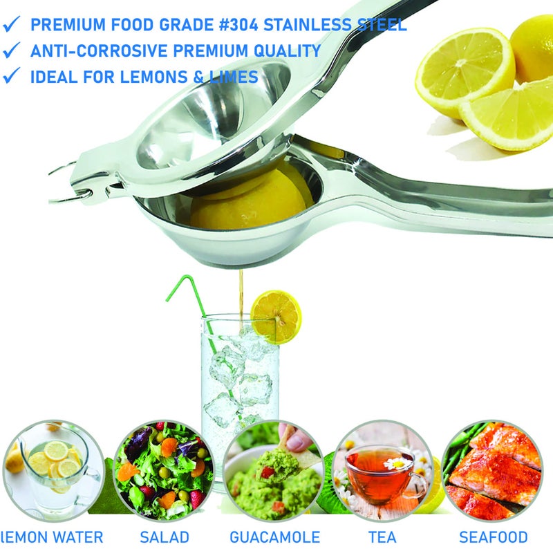 EcoJeannie Premium Quality Lemon Squeezer Stainless Steel w/Food Grade #304 Food Grade, Anti-Corrosive Premium Quality Manual Jumbo Size Squeezer, Manual Citrus Press Juicer, LS0001 - Image 3