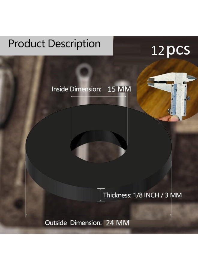 Biella Rubber Hose Washer 3/4Inch Tap Sealing Rings Hose Rubber Shower Hose Washers Tap Connector Washers For Connecting, Black (Pack Of 12) - Image 2