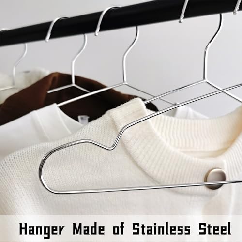 BGRQRIQ Wire Hangers 30 Pack, Heavy Duty, Space Saving, Stainless Steel, Silver, 16.5inches Closet Hangers for Hanging Coats, Suits, Jackets, Shirts,T-Shirt - Image 2