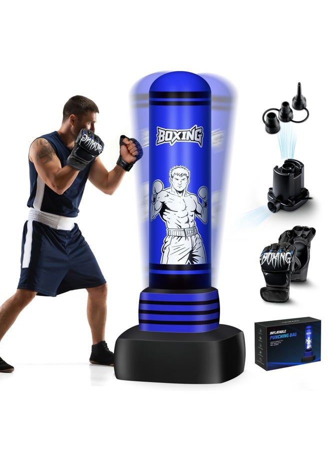 SAIMAND Freestanding Punching Bag for Adults Teens, 70'' Heavy Boxing Bag with Gloves and Pump, Women Men Stand Kickboxing Bags, Upgraded Big Base Boxing Equipment Set for Training MMA Fitness Home Gym - Image 1