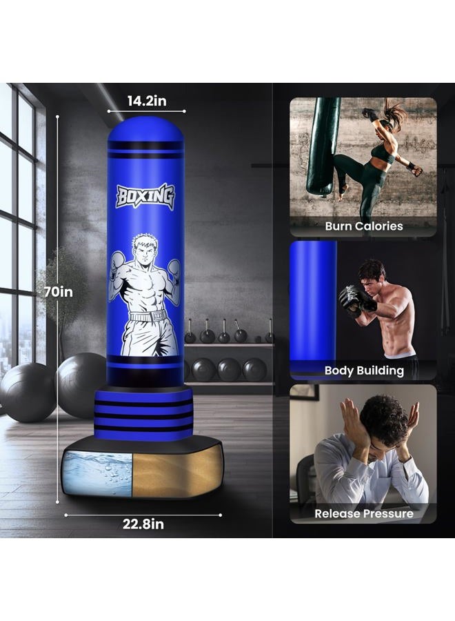 SAIMAND Freestanding Punching Bag for Adults Teens, 70'' Heavy Boxing Bag with Gloves and Pump, Women Men Stand Kickboxing Bags, Upgraded Big Base Boxing Equipment Set for Training MMA Fitness Home Gym - Image 4
