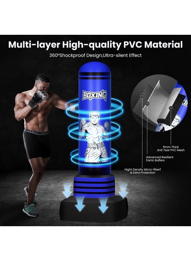SAIMAND Freestanding Punching Bag for Adults Teens, 70'' Heavy Boxing Bag with Gloves and Pump, Women Men Stand Kickboxing Bags, Upgraded Big Base Boxing Equipment Set for Training MMA Fitness Home Gym - Image 5