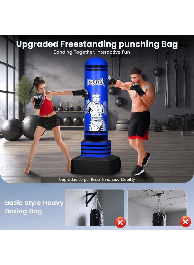 SAIMAND Freestanding Punching Bag for Adults Teens, 70'' Heavy Boxing Bag with Gloves and Pump, Women Men Stand Kickboxing Bags, Upgraded Big Base Boxing Equipment Set for Training MMA Fitness Home Gym - Image 2