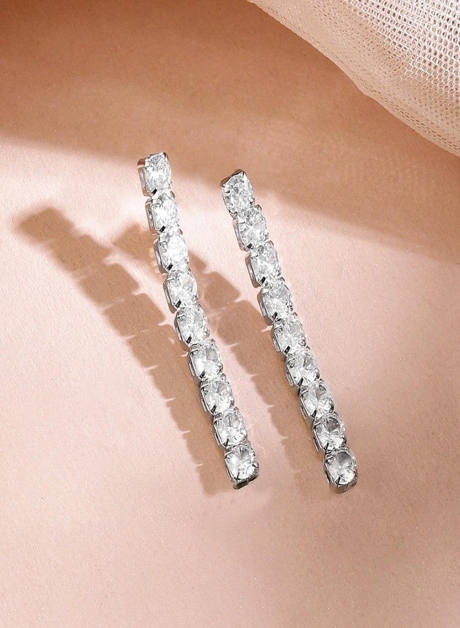 Rubans Rhodium-Plated Sparkling Cubic Zirconia Studded Tennis Statement Necklace Set - Image 2