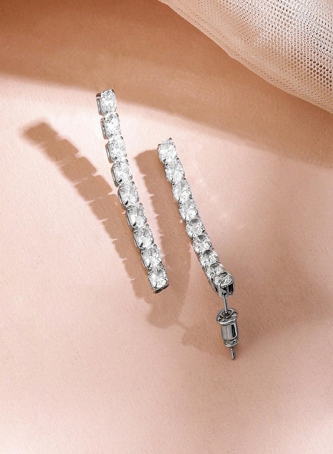 Rubans Rhodium-Plated Sparkling Cubic Zirconia Studded Tennis Statement Necklace Set - Image 3