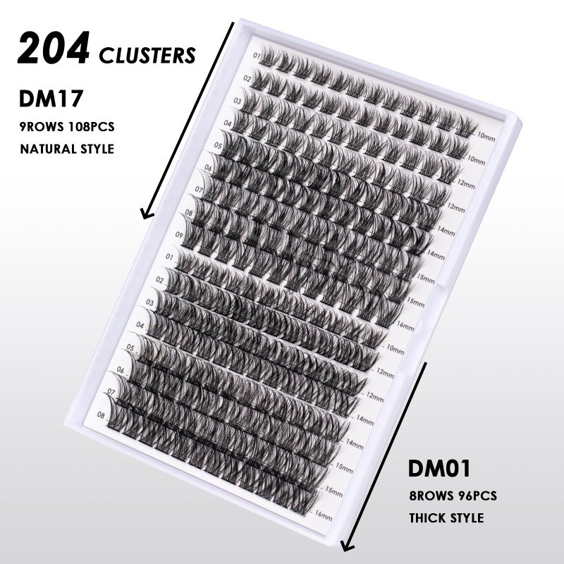 Magnetic SL Lash Clusters 204 Pcs Individual Lashes Clusters Eyelash Extensions False Eyelashes DIY Lash Extension Kit Reusable False Eyelashes Natural Look Mix 10-16mm(DM01+DM17) - Image 2