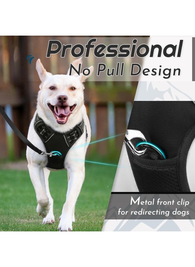 Dog Harness for Large Dogs No Pull, Front Clip Dog Walking Harness with Reflective Adjustable Soft Padded Vest and Easy Control Handle, No-Choke Pet Harness with 2 Metal Rings, Black, L - Image 3