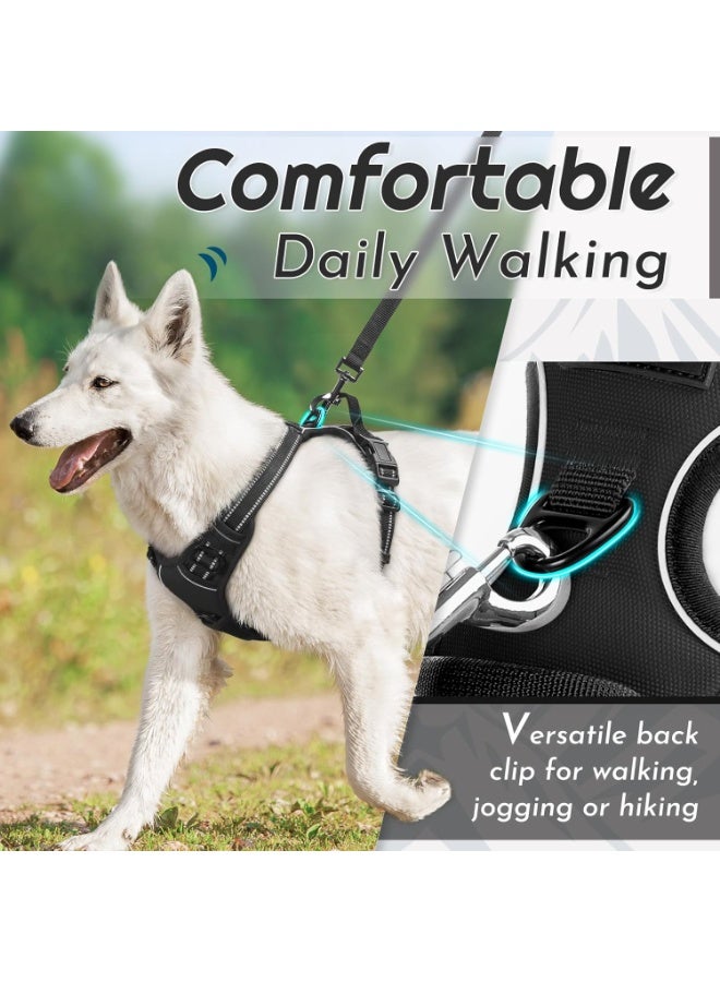 Dog Harness for Large Dogs No Pull, Front Clip Dog Walking Harness with Reflective Adjustable Soft Padded Vest and Easy Control Handle, No-Choke Pet Harness with 2 Metal Rings, Black, L - Image 4
