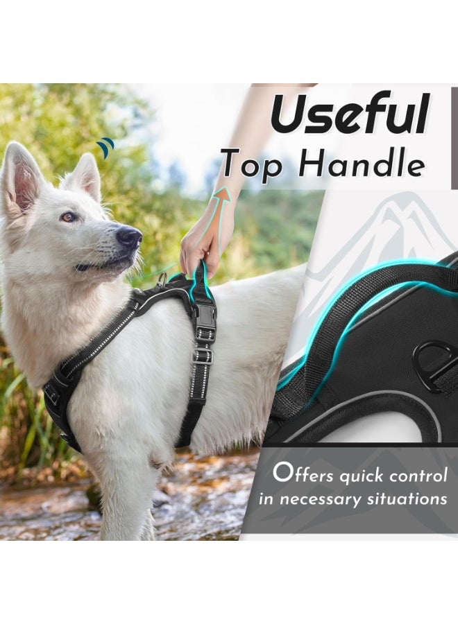 Dog Harness for Large Dogs No Pull, Front Clip Dog Walking Harness with Reflective Adjustable Soft Padded Vest and Easy Control Handle, No-Choke Pet Harness with 2 Metal Rings, Black, L - Image 5