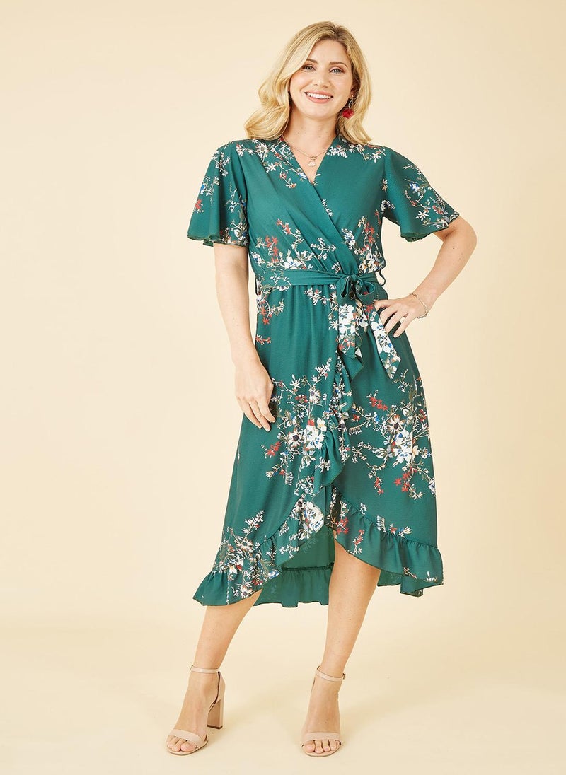MELA LONDON Floral Wrap Midi Dress - Image 1