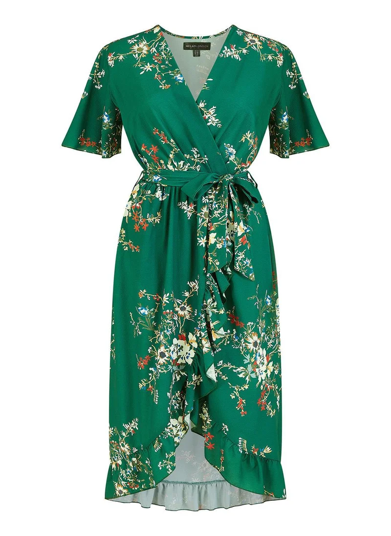 MELA LONDON Floral Wrap Midi Dress