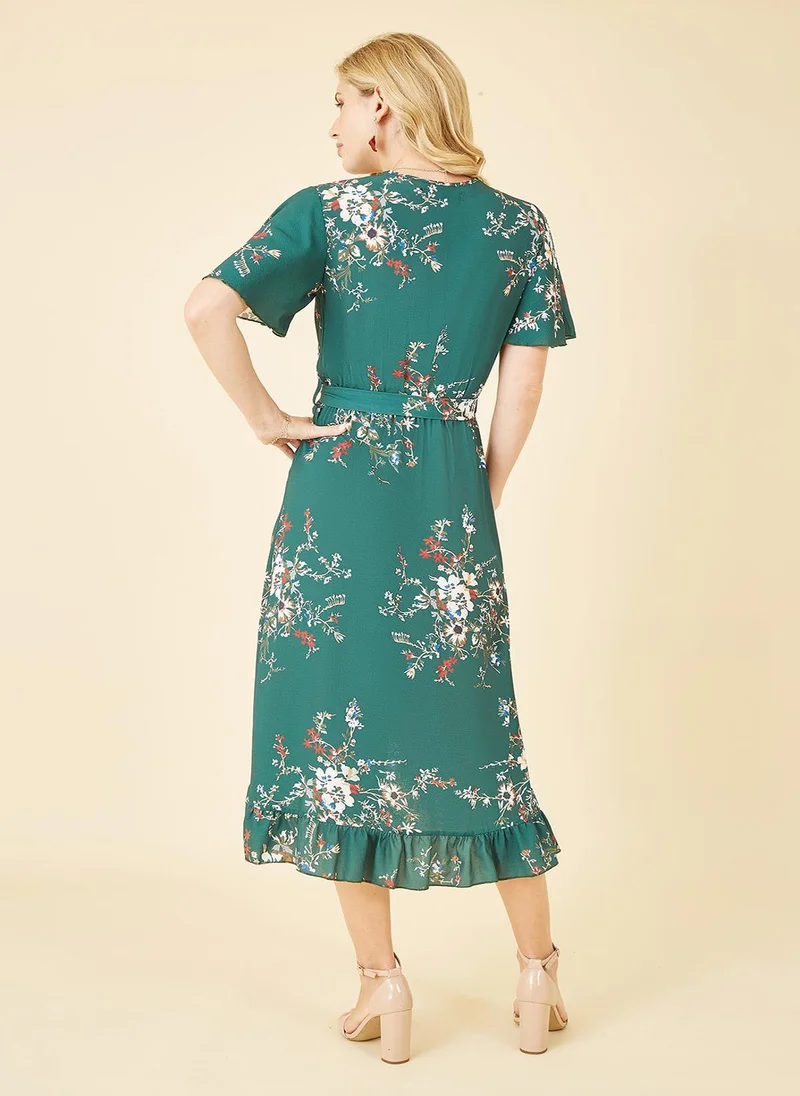 MELA LONDON Floral Wrap Midi Dress