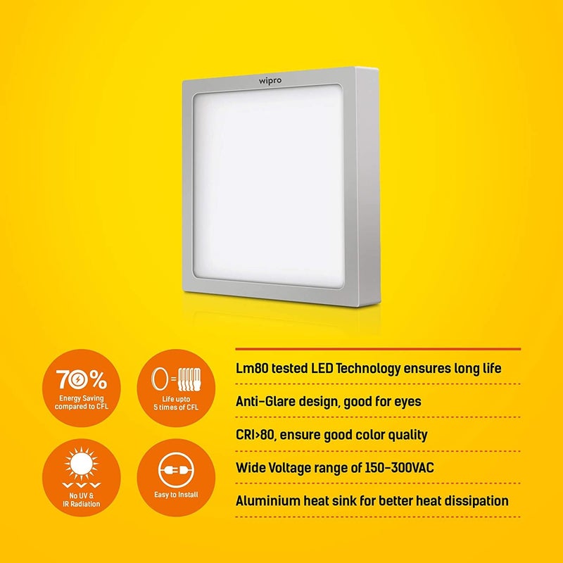WIPRO wipro D650665 Garnet 6Watt Trimless Panel Light Cool Day Light White Square Led  - Image 4