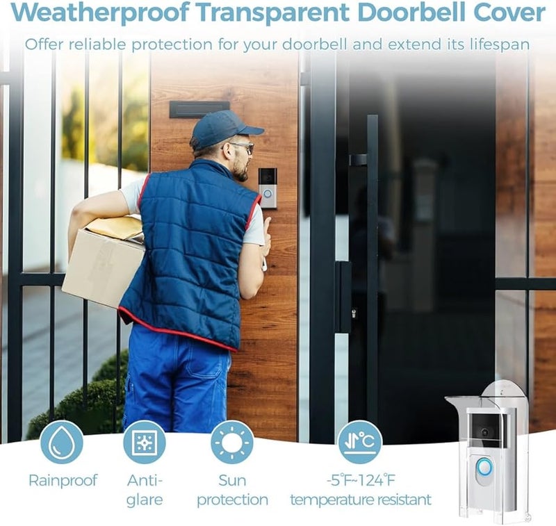 Transparent Rainproof Doorbell Cover Weatherproof Shield For Ring Doorbell Models 1 2 3 4 Pro - Image 3
