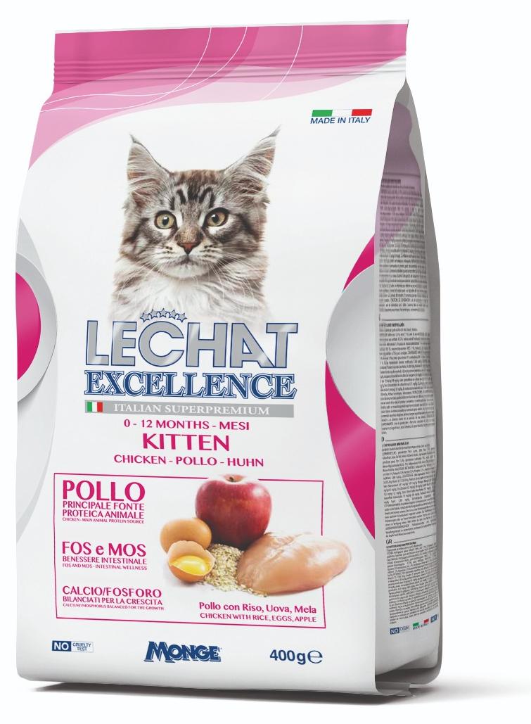 Monge Lechat Excellence by Monge | Kitten Dry Food with Chicken, Rice, Egg and Apple | Super Premium Complementary Dry Kitten Food - 400g - Image 1
