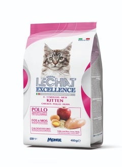 Monge Lechat Excellence by Monge | Kitten Dry Food with Chicken, Rice, Egg and Apple | Super Premium Complementary Dry Kitten Food - 400g  - Image 1