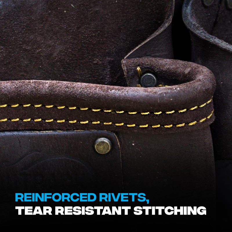 Ox Tools Pro Carpenter Tool Belt - 22-Pocket Leather Tool Belt Pouches - made of Oil-Tanned Leather with Double-Stitching and Steel Rivets - OX-P263605 - Image 4