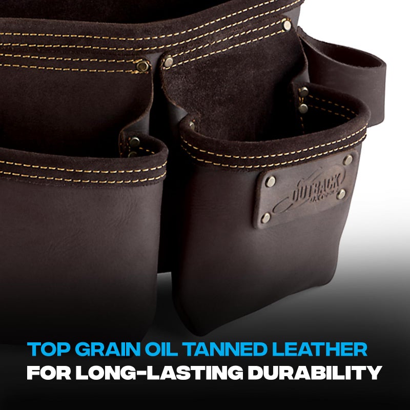 Ox Tools Pro Carpenter Tool Belt - 22-Pocket Leather Tool Belt Pouches - made of Oil-Tanned Leather with Double-Stitching and Steel Rivets - OX-P263605 - Image 3