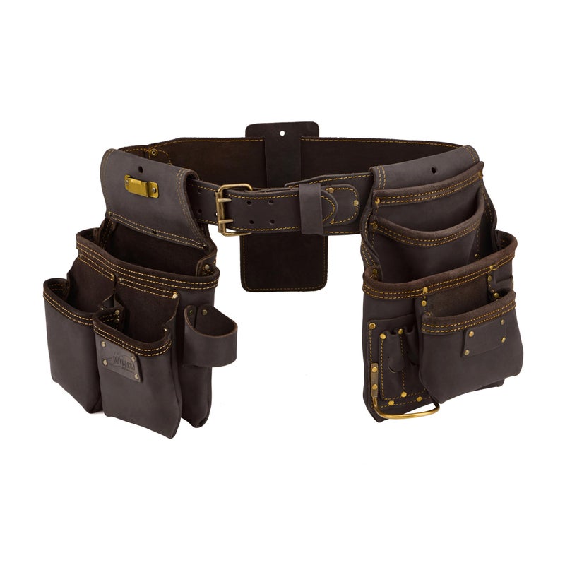 Ox Tools Pro Carpenter Tool Belt - 22-Pocket Leather Tool Belt Pouches - made of Oil-Tanned Leather with Double-Stitching and Steel Rivets - OX-P263605 - Image 1