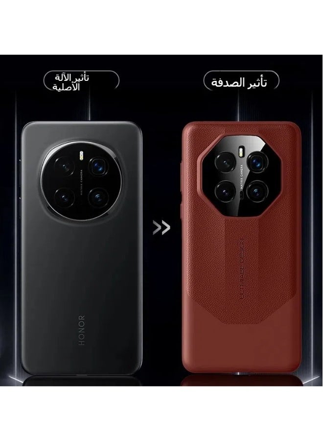 Honor Magic 7 Pro Deluxe PU Leather Case with Lens Protector Lightweight Leather Shockproof and Drop-proof Magic 7 Pro Case - Image 2