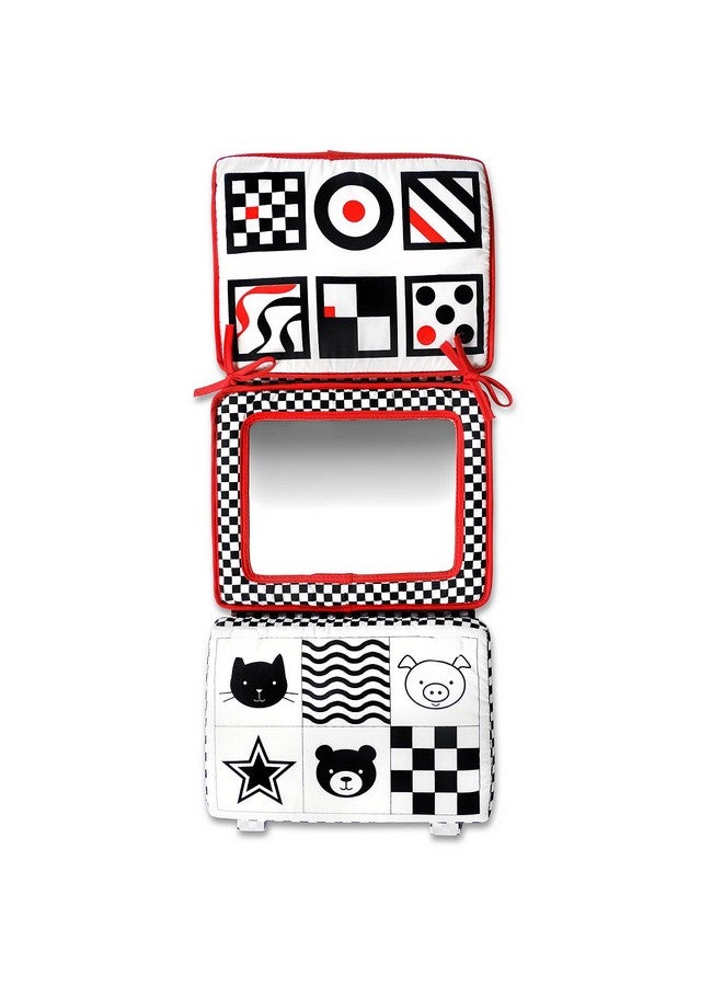 Genius Baby Toys Genius Baby Toys Tummy Time Mirror for Babies 0-6 Months - Double-Sided with High Contrast Images - Baby Floor Mirror Can Be Used in Crib - No Hard Edges - Black White and Red - Image 3