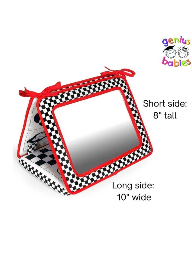 Genius Baby Toys Genius Baby Toys Tummy Time Mirror for Babies 0-6 Months - Double-Sided with High Contrast Images - Baby Floor Mirror Can Be Used in Crib - No Hard Edges - Black White and Red - Image 5