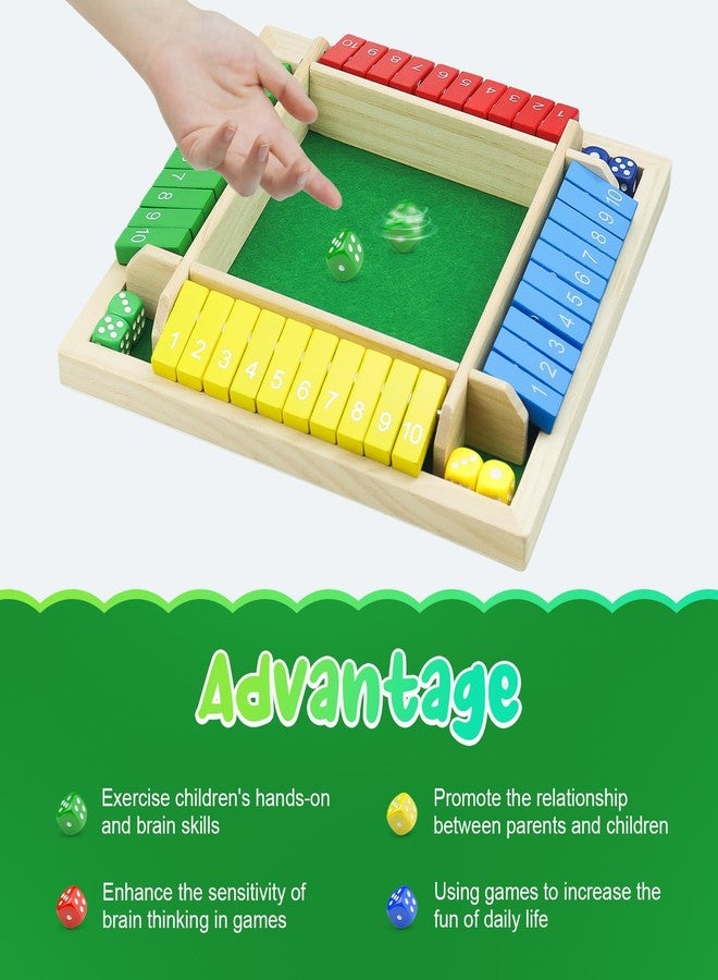 rytopt Shut The Box Game, Back to School Supplies, 2-4 Player Family Wooden Board Table Math Games, Board Games, Family Games, 8 Dices Tabletop Toys for School Supplies, Halloween, Christmas, Party favors - Image 4