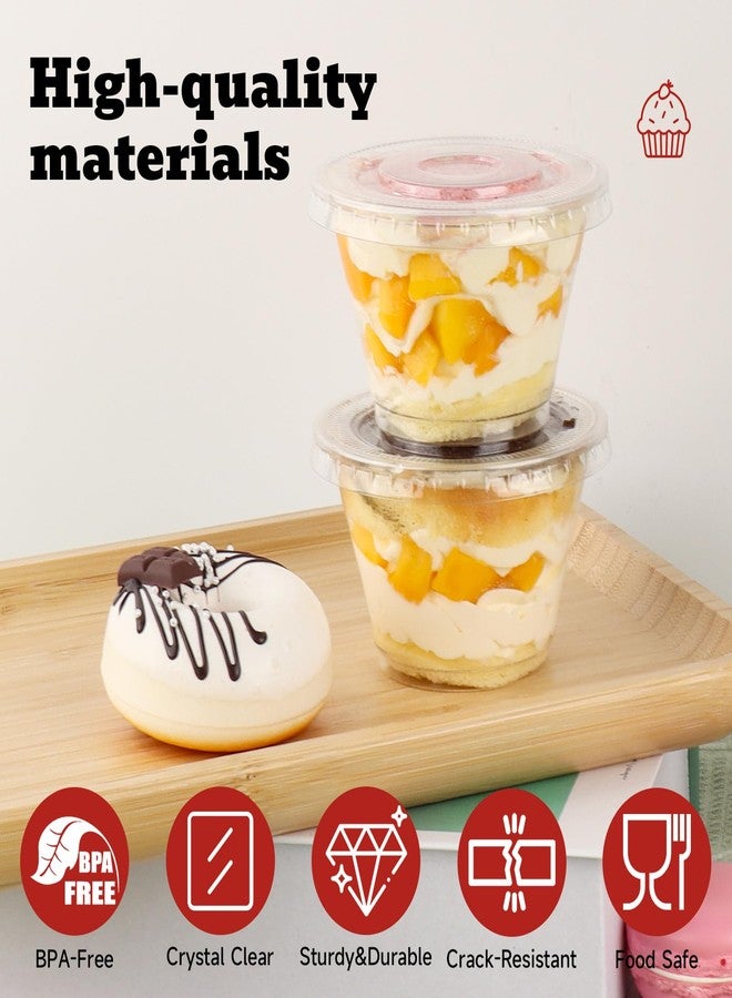 GGOLDMER 100 Sets 7 oz Clear Plastic Cups with Lids No Hole, Fruit Cups with Lids, Disposable Cup for Dessert, Parfait, Ice Cream, Yogurt, Pudding, Cake, Cold Drinks, Smoothie and Snacks - Image 4