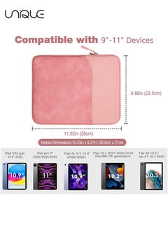 Unique Multifunctional storage bag,9-11 Inch Tablet Sleeve Bag Carrying Case for iPad Pro 11 2021-2018, Air 5/4 10.9, 10.2, Galaxy Tab A8 10.5, Tab S8 11", Surface Go 2, 1, Protective with Pocket,Pink  - Image 5