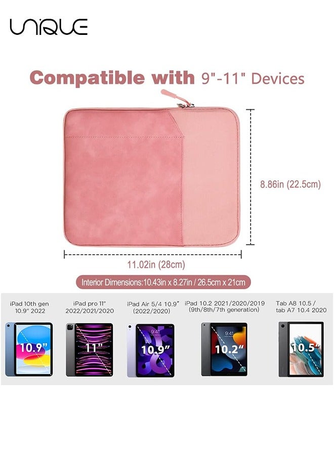 Unique Multifunctional storage bag,9-11 Inch Tablet Sleeve Bag Carrying Case for iPad Pro 11 2021-2018, Air 5/4 10.9, 10.2, Galaxy Tab A8 10.5, Tab S8 11", Surface Go 2, 1, Protective with Pocket,Pink  - Image 5