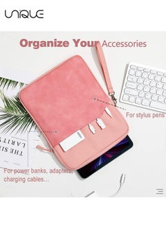 Unique Multifunctional storage bag,9-11 Inch Tablet Sleeve Bag Carrying Case for iPad Pro 11 2021-2018, Air 5/4 10.9, 10.2, Galaxy Tab A8 10.5, Tab S8 11", Surface Go 2, 1, Protective with Pocket,Pink  - Image 4