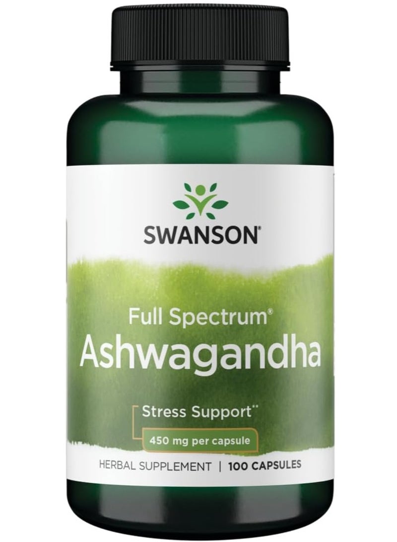 Swanson Full Spectrum Ashwagandha 450 mg 100 Capsules - Image 1