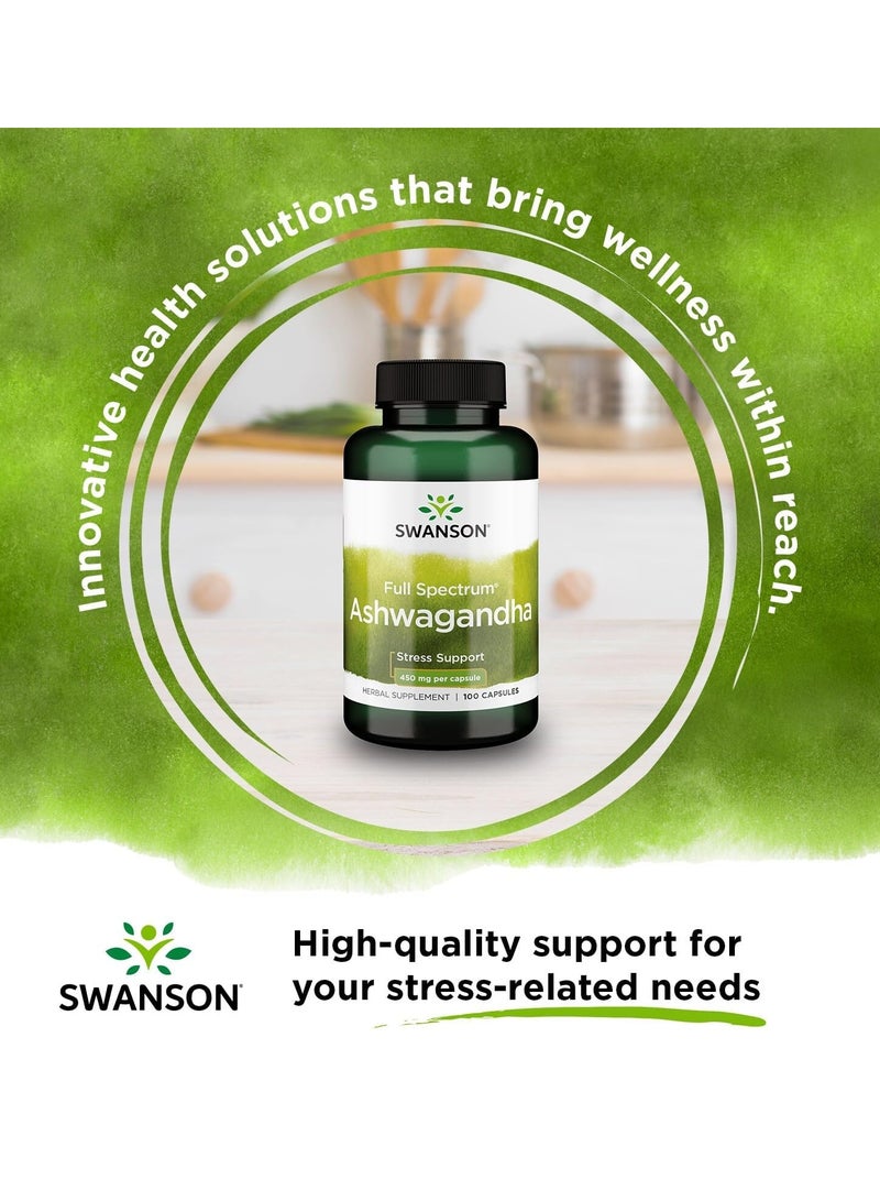 Swanson Full Spectrum Ashwagandha 450 mg 100 Capsules - Image 2