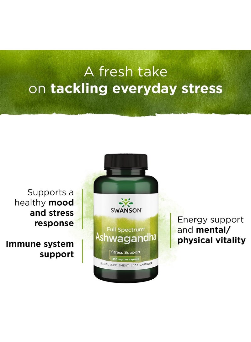 Swanson Full Spectrum Ashwagandha 450 mg 100 Capsules - Image 3