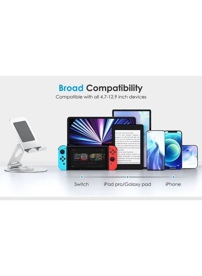 iPad Stand Swivel for iPhone Tablet Holder Stable Sturdy Adjustable 360° Swivel Angle Rotating Tablet Stand for Writing and Drawing